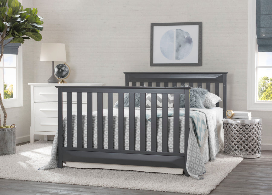 Delta Children Charcoal Grey (029) Cameron 4-in-1 Convertible Baby Crib Full Bed Roomshot a2a 3-Cameron 4-in-1 Convertible Baby Crib
