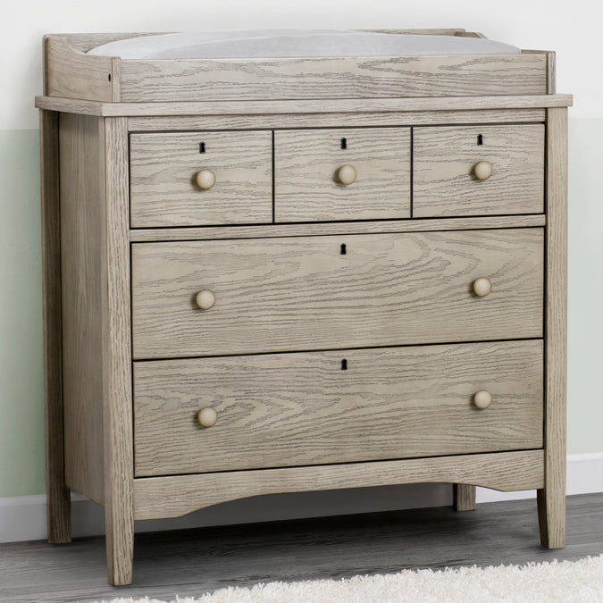 Textured Limestone (1340) 1-Farmhouse 3 Drawer Dresser with Changing Top