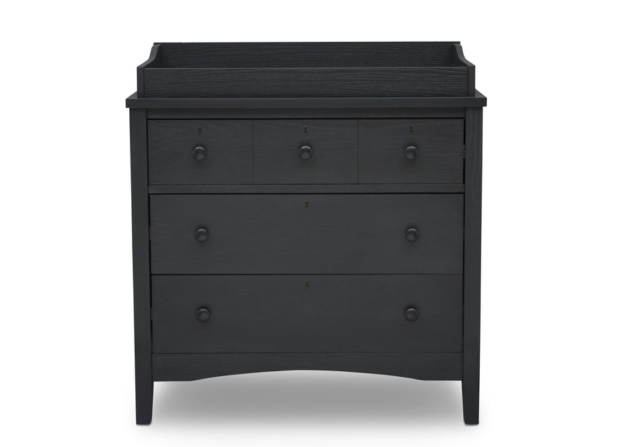 Delta Children Textured Midnight Grey (1347) Farmhouse 3 Drawer Dresser with Changing Top, Front Silo View 12-Farmhouse 3 Drawer Dresser with Changing Top