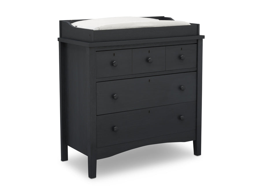 Delta Children Textured Midnight Grey (1347) Farmhouse 3 Drawer Dresser with Changing Top, Right Silo View 13-Farmhouse 3 Drawer Dresser with Changing Top