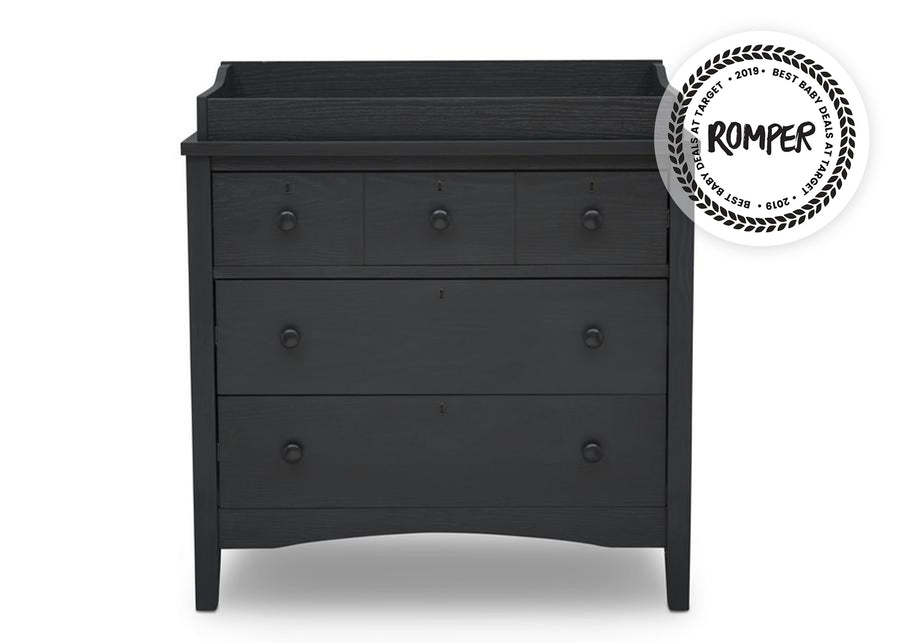 Delta Children Textured Midnight Grey (1347) Farmhouse 3 Drawer Dresser with Changing Top 18-Farmhouse 3 Drawer Dresser with Changing Top