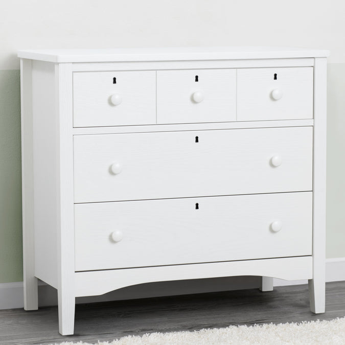 Textured White (1349) 21-Farmhouse 3 Drawer Dresser with Changing Top