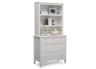 Delta Children Textured White (1349) Farmhouse 3 Drawer Dresser with Changing Top, Right Silo View with Hutch 25-Farmhouse 3 Drawer Dresser with Changing Top