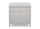 Delta Children Textured White (1349) Farmhouse 3 Drawer Dresser with Changing Top, Front Silo View 22-Farmhouse 3 Drawer Dresser with Changing Top