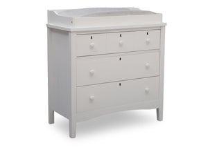 Delta Children Textured White (1349) Farmhouse 3 Drawer Dresser with Changing Top, Right Silo View 6
