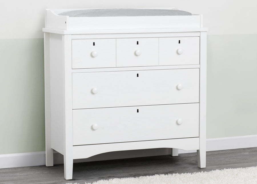 Delta Children Textured White (1349) Farmhouse 3 Drawer Dresser with Changing Top 20-Farmhouse 3 Drawer Dresser with Changing Top