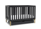 Midnight Grey with Metal (1361) 2-Hendrix 4-in-1 Convertible Crib + Under Crib Roll-Out Storage