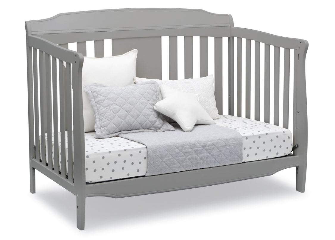 Delta Children Grey (026) Westminster 6-in-1 Convertible Crib, Right Day Bed Silo View