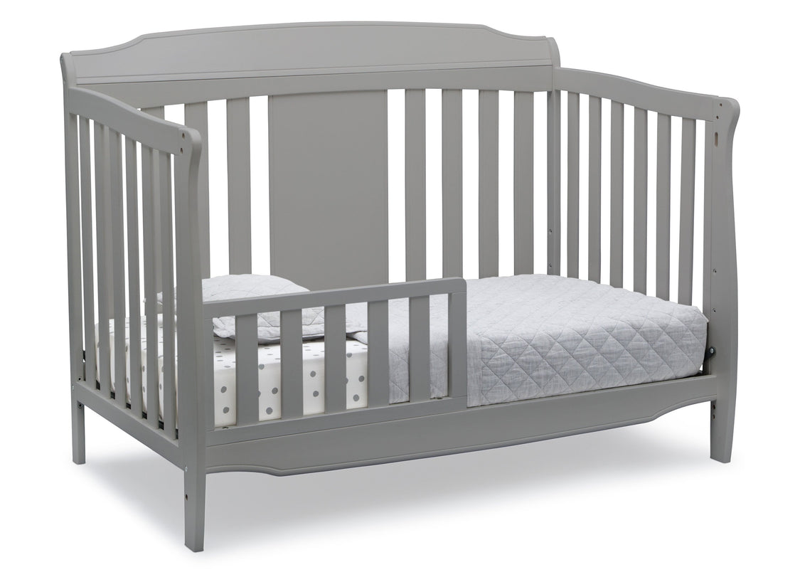 Delta Children Grey (026) Westminster 6-in-1 Convertible Crib, Right Toddler Bed Silo View