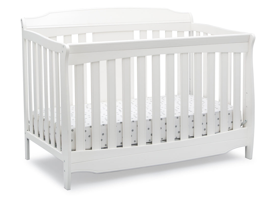 DCB: Delta Children Bianca White (130) Westminster 6-in-1 Convertible Crib, Right Crib Silo View
