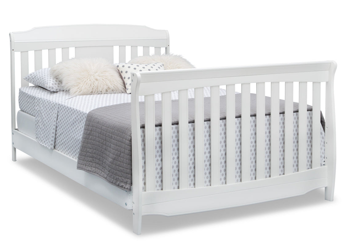 Delta Children Bianca White (130) Westminster 6-in-1 Convertible Crib, Right Full Bed Silo View