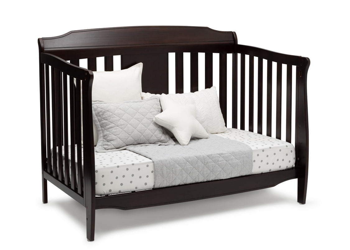 Delta Children Dark Chocolate (207) Westminster 6-in-1 Convertible Crib, Right Day Bed Silo View
