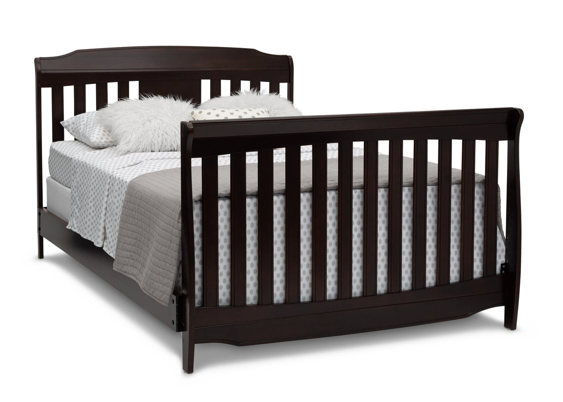 Delta Children Dark Chocolate (207) Westminster 6-in-1 Convertible Crib, Right Full Bed Silo View