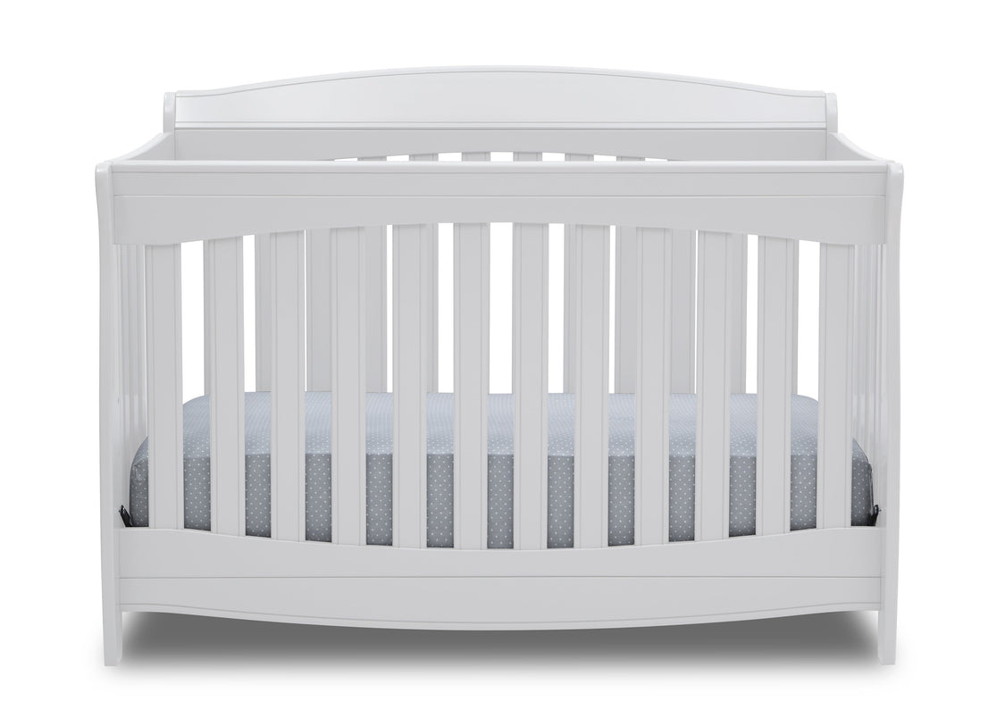 Delta Children Bianca White (130) Colton 6-in-1 Convertible Crib, Front Crib Silo View