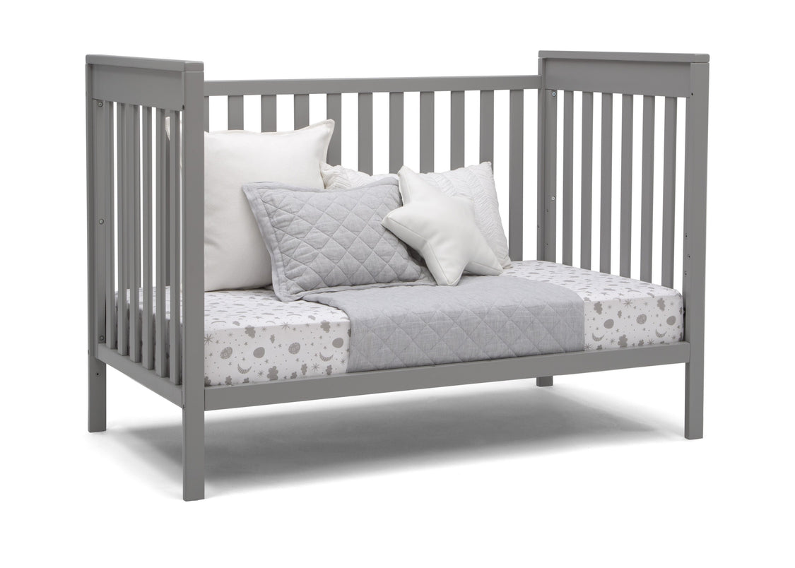 Delta Children Grey (026) Mercer 6-in-1 Convertible Crib, Right Day Bed Silo View