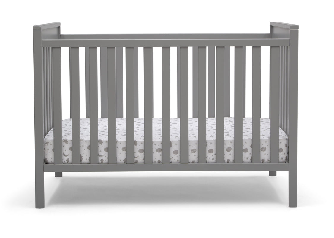 Delta Children Grey (026) Mercer 6-in-1 Convertible Crib, Front Crib Silo View