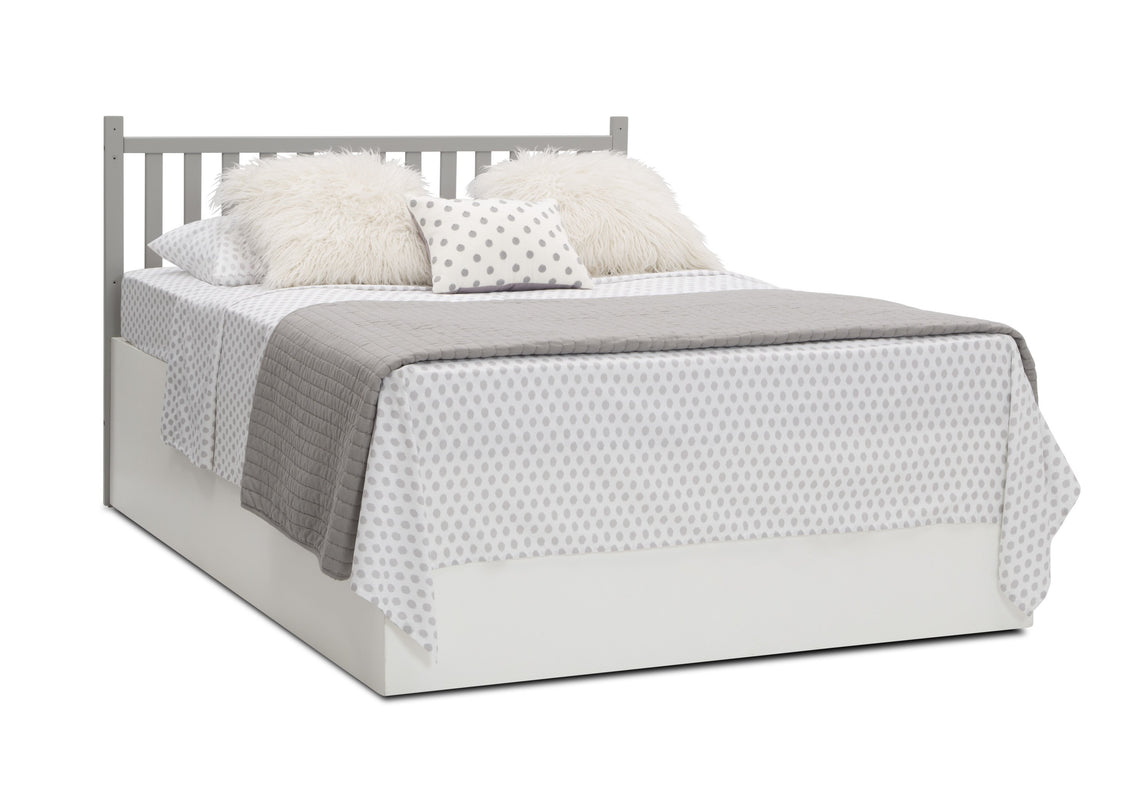 Delta Children Grey (026) Mercer 6-in-1 Convertible Crib, Right Full Bed with Headboard Silo View