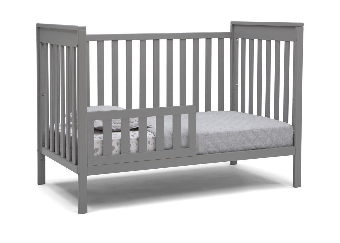 Delta Children Grey (026) Mercer 6-in-1 Convertible Crib, Right Toddler Bed Silo View