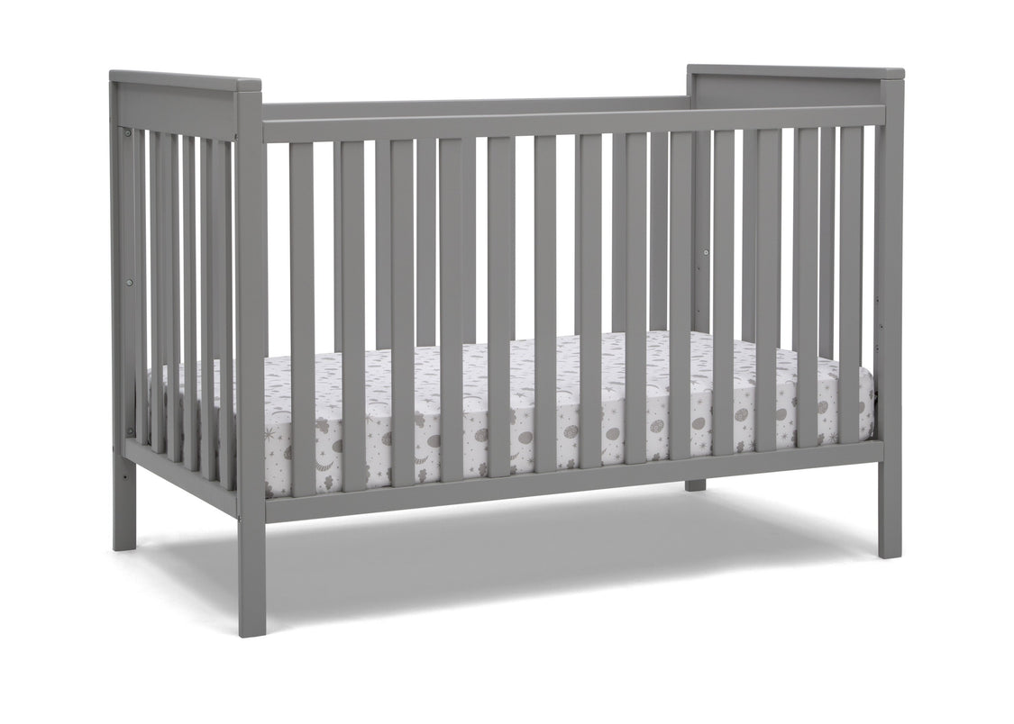 Delta Children Grey (026) Mercer 6-in-1 Convertible Crib, Right Crib Silo View