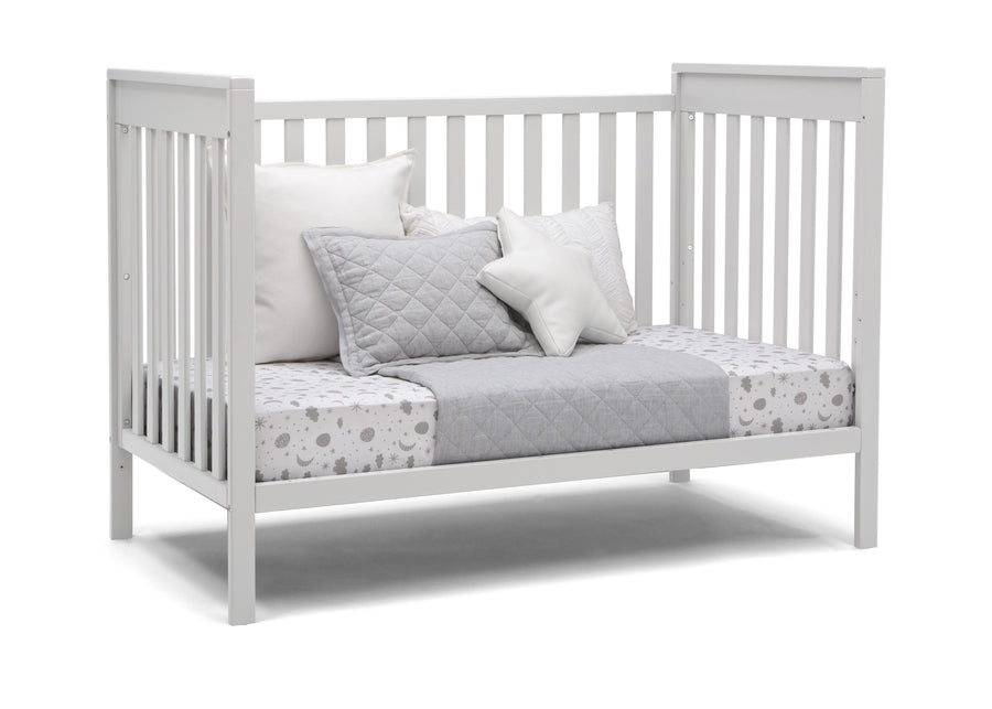 Delta Children Bianca White (130) Mercer 6-in-1 Convertible Crib, Right Day Bed Silo View 12-Mercer 6-in-1 Convertible Crib