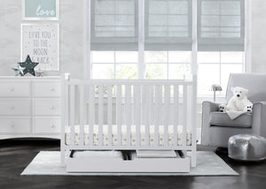 Bianca White (130) 2-Mercer 6-in-1 Convertible Crib + Under Crib Roll-Out Storage