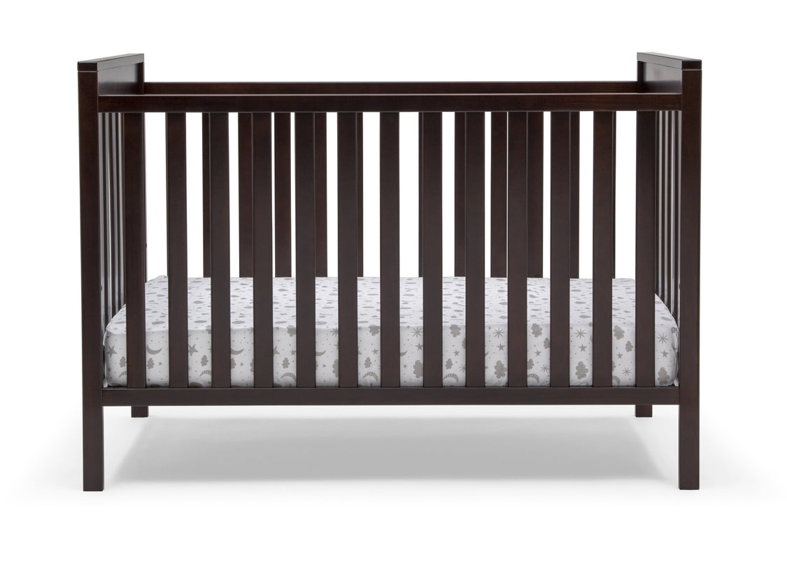Delta Children Dark Chocolate (207) Mercer 6-in-1 Convertible Crib, Front Crib Silo View