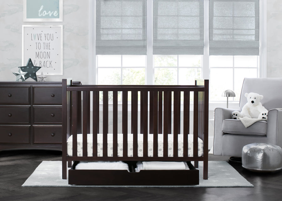 Dark Chocolate (207) 1-Mercer 6-in-1 Convertible Crib + Under Crib Roll-Out Storage