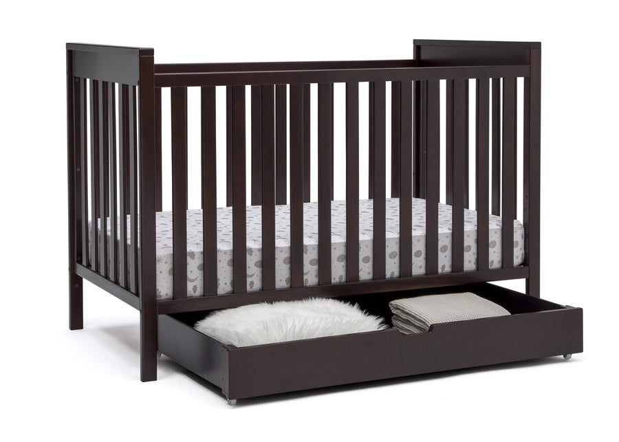 Dark Chocolate (207) 2-Mercer 6-in-1 Convertible Crib + Under Crib Roll-Out Storage