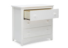 Delta Children Bianca White (130) Perry 3 Drawer Dresser with Changing Top, Open Drawer View 4-Perry 3 Drawer Dresser with Changing Top