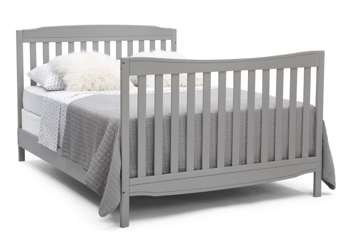 Delta Children Grey (026) Mason Convertible 6-in-1 Crib and Changer, Right Full Bed with Headboard and Footboard Silo View