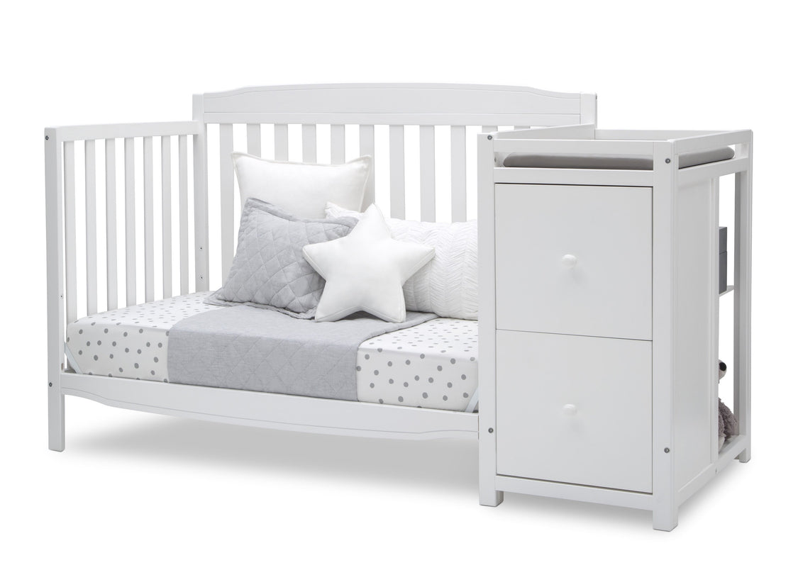 Mason Convertible 6-in-1 Crib and Changer Bianca White (130)