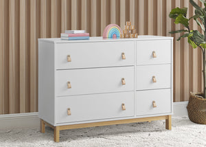 Bianca White with Natural (123) 0-babyGap Legacy 6 Drawer Dresser with Leather Pulls