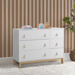 Bianca White with Natural (123) 23-babyGap Legacy 6 Drawer Dresser with Leather Pulls