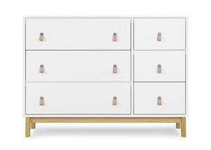 Bianca White with Natural (123) 5-babyGap Legacy 6 Drawer Dresser with Leather Pulls