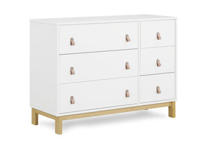 Bianca White with Natural (123) 4-babyGap Legacy 6 Drawer Dresser with Leather Pulls