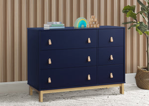 Navy with Natural (1481) 1-babyGap Legacy 6 Drawer Dresser with Leather Pulls