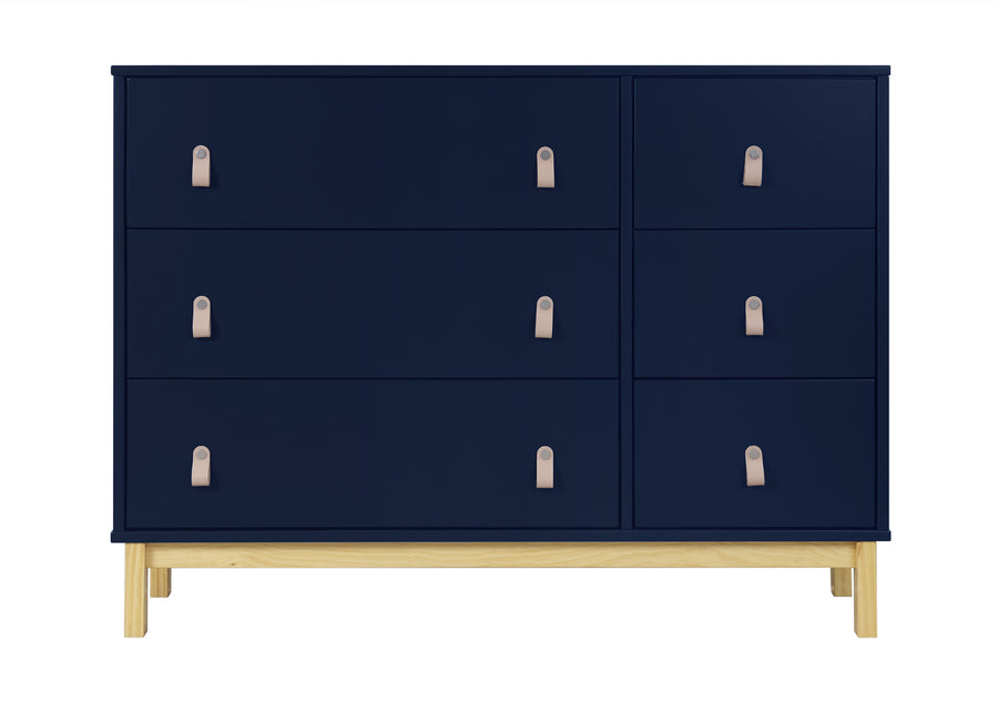 Navy with Natural (1481) 8-babyGap Legacy 6 Drawer Dresser with Leather Pulls