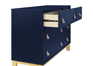 Navy with Natural (1481) 11-babyGap Legacy 6 Drawer Dresser with Leather Pulls