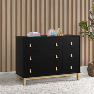 Ebony with Natural (1482) 35-babyGap Legacy 6 Drawer Dresser with Leather Pulls