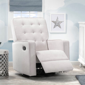 Delta Children Linen (150) Garrison Nursery Glider Swivel Recliner, Room Reclined View 9-Garrison Nursery Glider Swivel Recliner Featuring LiveSmart Fabric by Culp