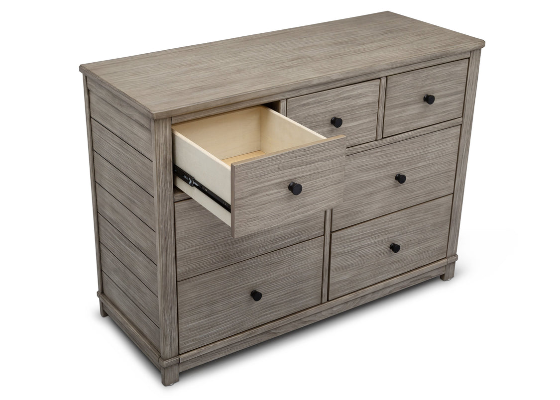 Simmons Kids Rustic White (119) Monterey 7 Drawer Dresser, Open Drawer View
