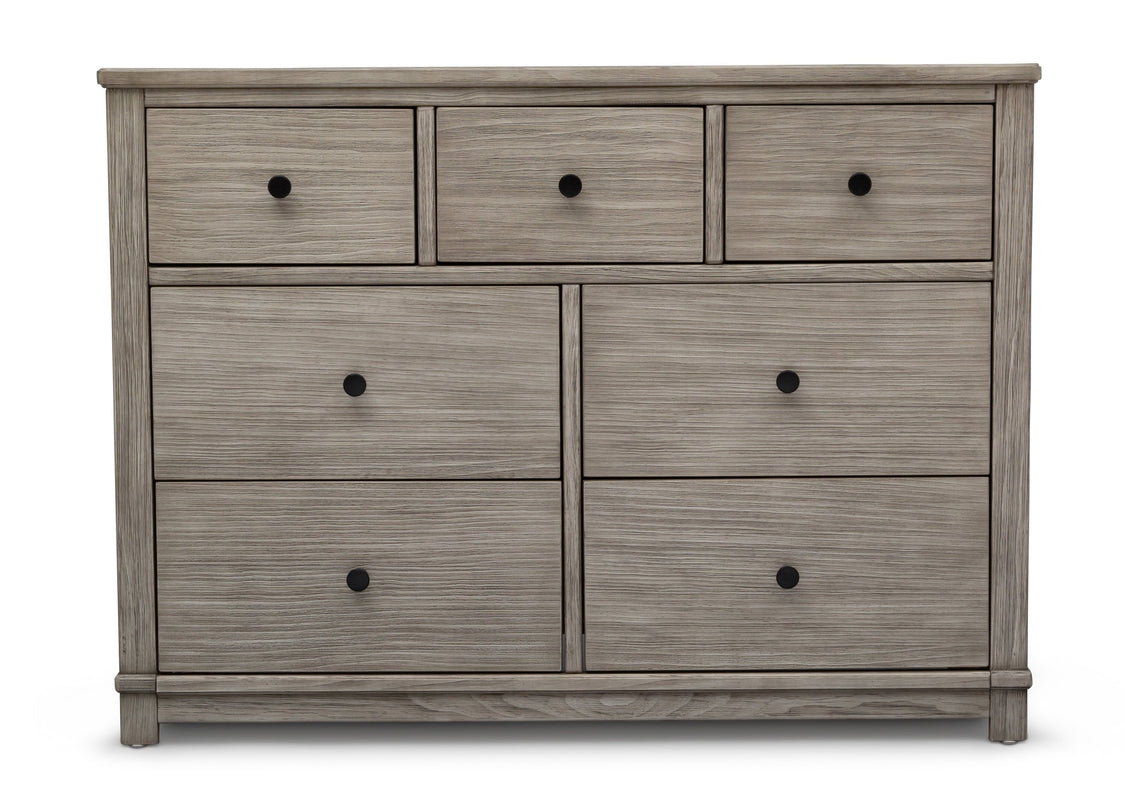 Simmons Kids Rustic White (119) Monterey 7 Drawer Dresser, Front Silo View