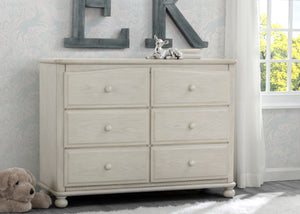 Simmons Kids Antique White (122) Cortona 6 Drawer Dresser, Hangtag, a1a 0-Cortona 6 Drawer Dresser