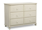 Simmons Kids Antique White (122) Cortona 6 Drawer Dresser, Right Facing Silo, a3a 3-Cortona 6 Drawer Dresser