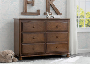 Simmons Kids Antique Chestnut (2100) Cortona 6 Drawer Dresser, Hangtag, c1c 2-Cortona 6 Drawer Dresser