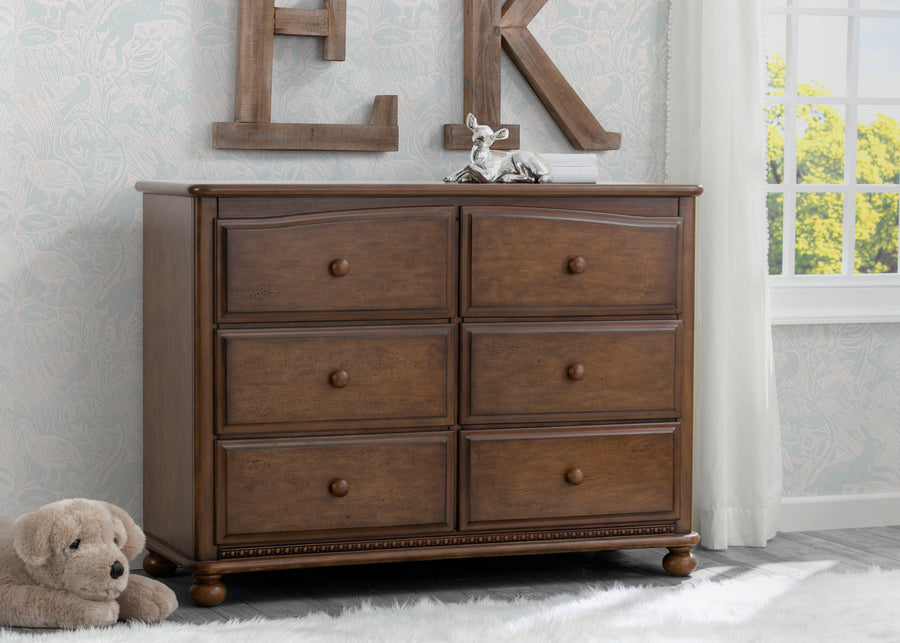 Simmons Kids Antique Chestnut (2100) Cortona 6 Drawer Dresser, Hangtag, c1c 7-Cortona 6 Drawer Dresser
