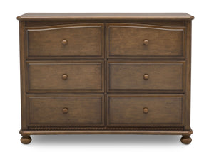 Simmons Kids Antique Chestnut (2100) Cortona 6 Drawer Dresser, Front Facing Silo, c2c 10-Cortona 6 Drawer Dresser