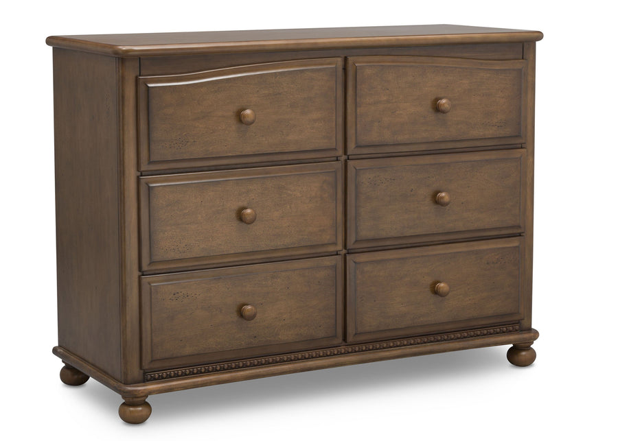 Simmons Kids Antique Chestnut (2100) Cortona 6 Drawer Dresser, Right Facing Silo, c3c 9-Cortona 6 Drawer Dresser