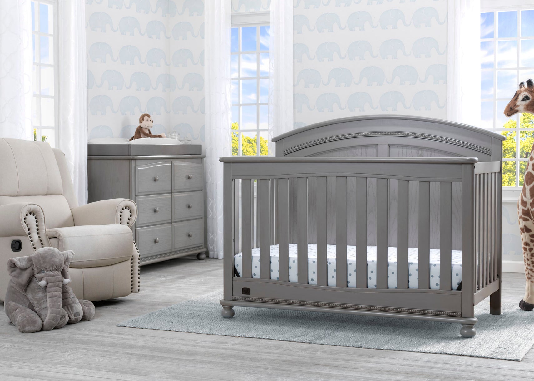 Simmons Kids Storm (161) Ainsworth 4-in-1 Convertible Crib (W337250), Room View, b1b