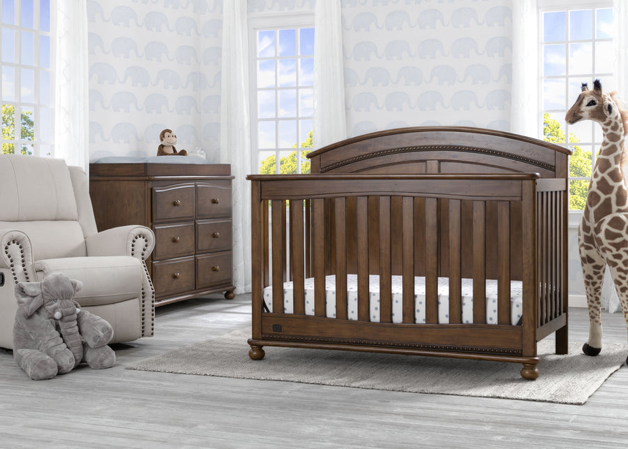 Simmons Kids Antique Chestnut (2100) Ainsworth 4-in-1 Convertible Crib (W337250), Room View, c1c 13-Ainsworth 4-in-1 Convertible Crib